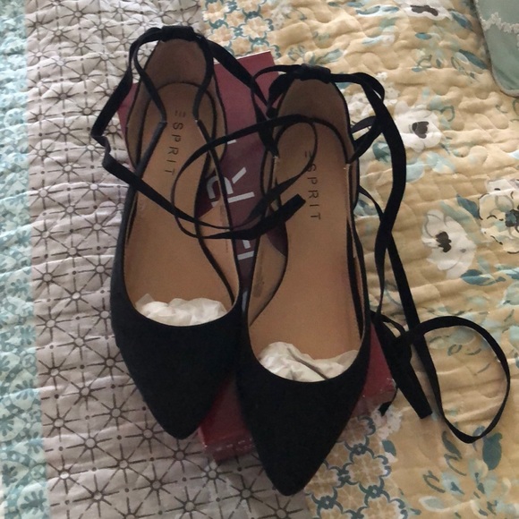 Esprit Shoes - ESPRIT Black Tie Up Flats